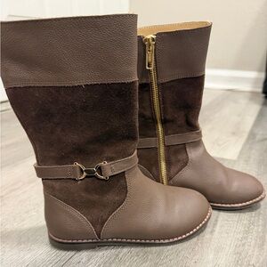 Janie and Jack Brown Boots with Gold Zipper